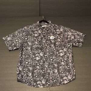 Preowned Tommy Bahama, Blackish Grey Floral Shirt, M-XXL/TTG, Steelers Logo